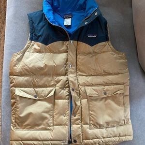 Patagonia Down Vest Navy/Tan Mens M